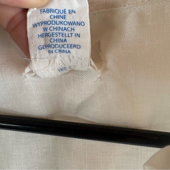 Sigrid Olsen White Linen Blouse Collared Pullover Lagenlook Small - Picture 9 of 10